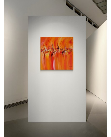 grand tableau abstrait moderne orange