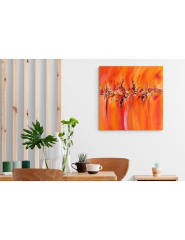 grand tableau abstrait moderne orange