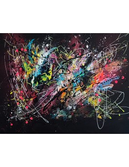 tableau abstrait flashy sur fond noir