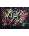 tableau abstrait flashy sur fond noir