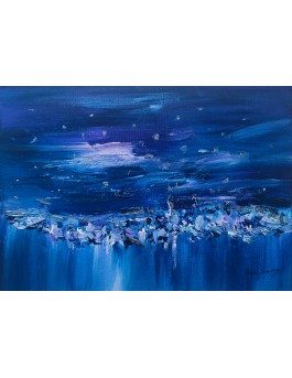 tableau abstrait bleu violet sur toile