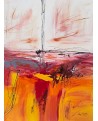 tableau abstrait jaune rouge orange, couleurs chaudes