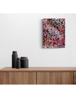 tableau abstrait design rouge noir