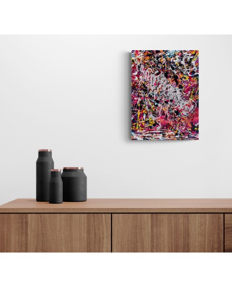 tableau abstrait design rouge noir