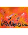 tableau abstrait orange noir couleurs chaudes