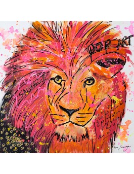 tableau lion coloré pop art