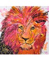 tableau lion coloré pop art