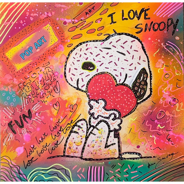 tablaeu Snoopy coeur pop art