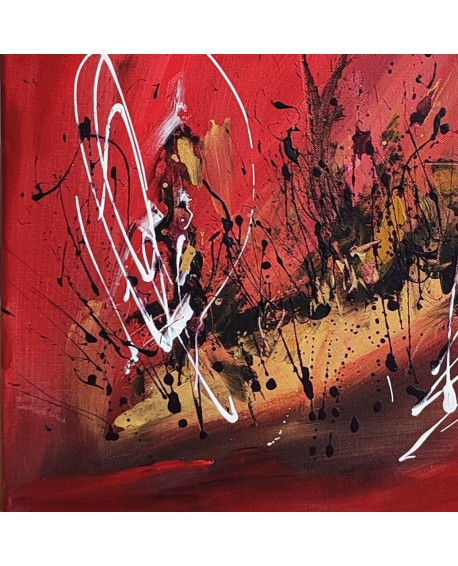 Tableau Peinture Verticale : Rouge fusion, H 150 cm
