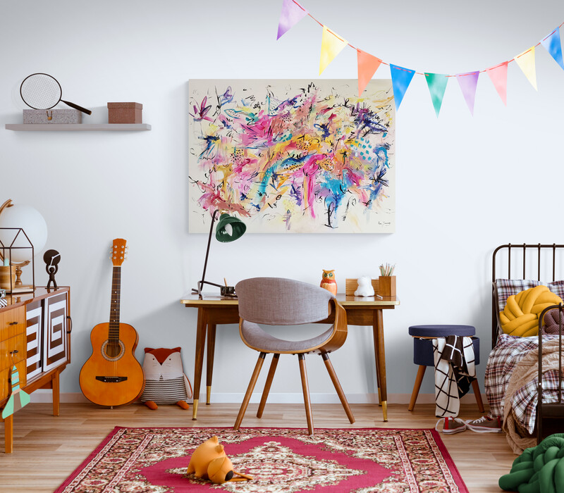 Comment décorer la chambre de votre enfant avec une peinture murale  abstraite ?
