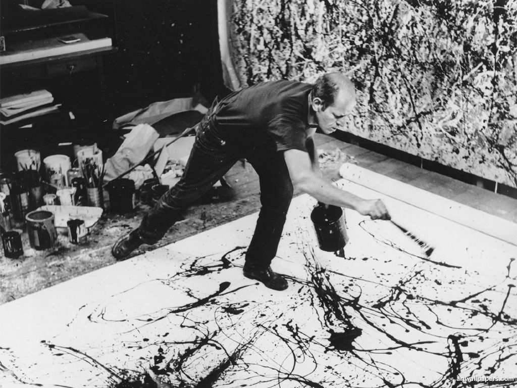 Jackson Pollock peinture bleue abstraite • Peintures sur toile