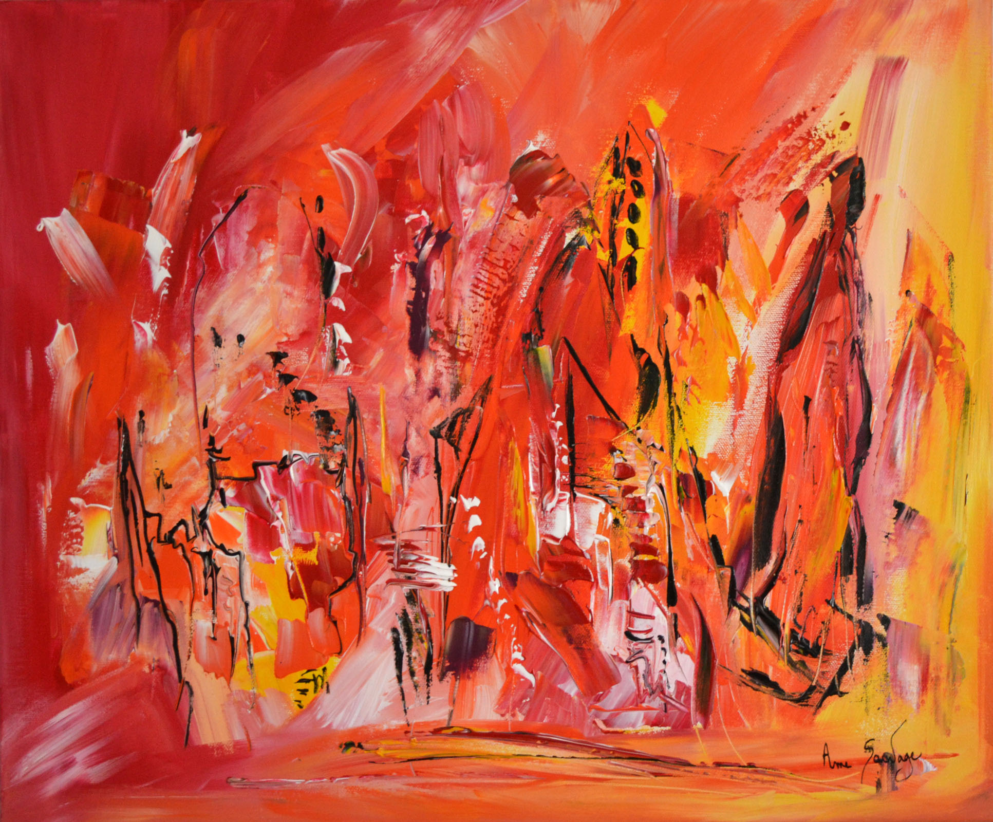 tableau-abstrait-contemporain-orange-jaune-afrique